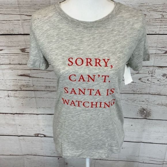 1901 ‘Sorry, Can't. Santa Is Watching’ Crew Neck Short Sleeve Graphic T-… - Picture 7 of 11